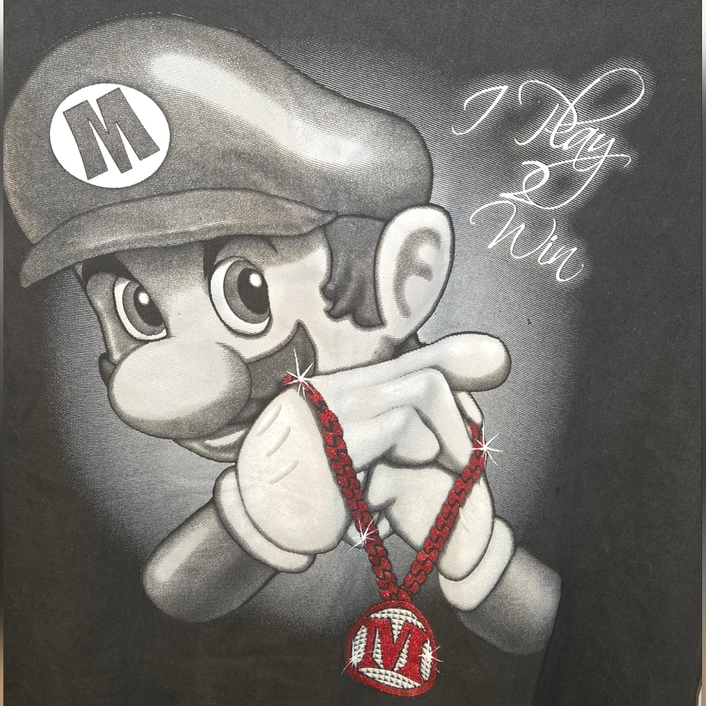 Rare Vintage Y2K Super Mario I Play To Win Graphic Tee 4xl - Picture 2 of 4